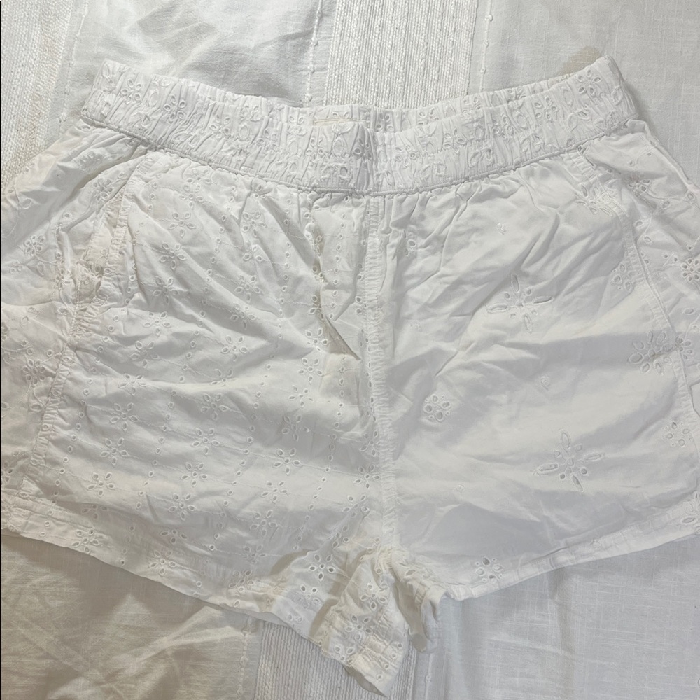 American Eagle Outfitters High Waist White Eyelet Shorts